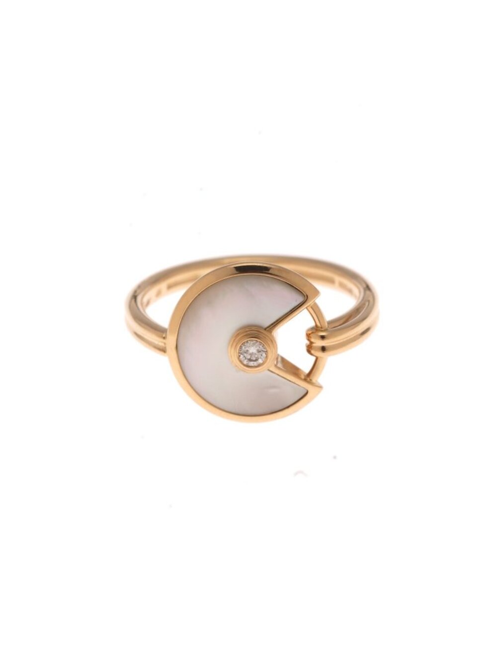 Cartier Amulette Ring 18k Yellow Gold White Shell Diamond